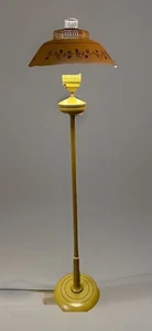 Vintage MCM 50s Golden Sunburst Yellow Tole Ware Metal Hurricane Floor Lamp 54" - Picture 1 of 6