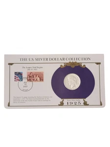 PCS 1925 P Peace dólar de plata y panel de estampillas - Colección de dólares de plata de EE. UU. - Imagen 1 de 4