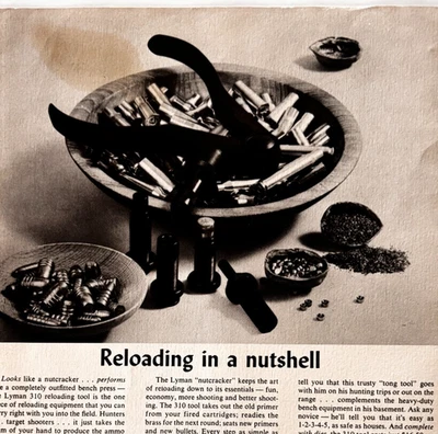Lyman 310 1970 herramienta de recarga publicidad caza armas de fuego suministro vintage F15W Foto 1 de 2