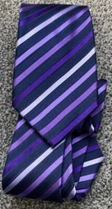 Mens Butler And Webb 100% Silk Navy Blue Multi Striped Tie 3.2" Wide 60" Long - Picture 1 of 4