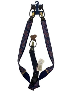 Vintage Pelican Convertible Suspenders Braces Blue Paisley Button Attach USA NWT - Picture 1 of 9