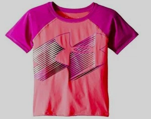 $100 Under Armour Kid's Girl's Pink Printed Logo Rashguard Swimwear Top Shirt 10 - Picture 1 of 1