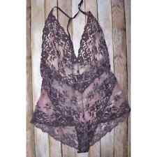 Intimately People Too Cute Bodysuit Eggplant Size Small Lace Mauve