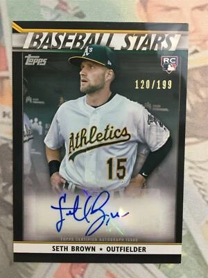 2020 Topps Series 2 SETH BROWN Baseball Stars Autograph Auto Black 129/199 A's - Image 1 of 2