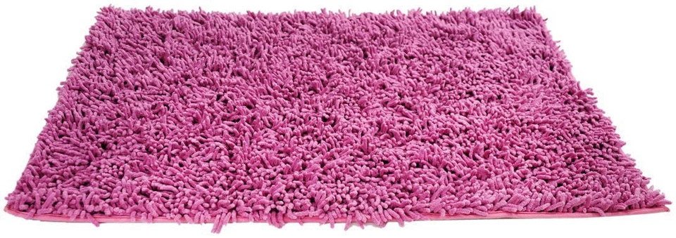 Alfombra peluda de chenilla rosa fucsia suave caliente ropa de cama DaDa alfombra de baño Foto 1 de 4