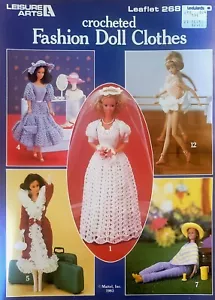 Leisure Arts Leaflet 268 Crocheted Fashion Doll Clothes Fits Barbie Dolls 1983 - Picture 1 of 2