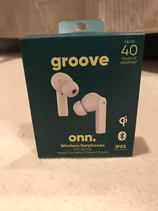 Groove Onn Wireless Earphones w/ Active Noise Cancelling IPX5 White Bluetooth - Imagen 1 de 3