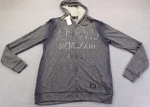 BUFFALO DAVID BITTON LOGO Mens NAGARDO BLUE FULL ZIP SWEATSHIRT HOODY NWT S $72 - Picture 1 of 4