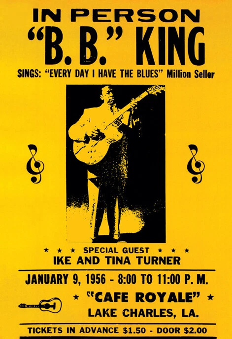 B.B. King Poster, Blues Music, BB King Concert, Lake Charles, Louisianna, 1956 - Image 1 of 2
