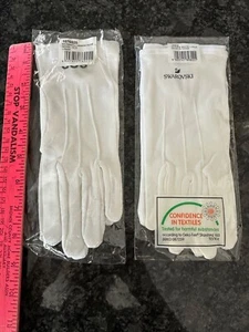 New In Package 2 pr Swarovski SCS Crystal Handling Cleaning White Cotton Gloves - Picture 1 of 5