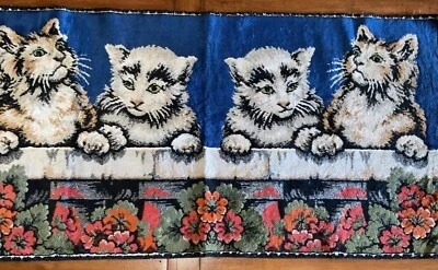 Vintage Kittens Cats on Wall Tapestry Rug Wall Hanging 38”x 20” Made in Italy - Image 1 of 4