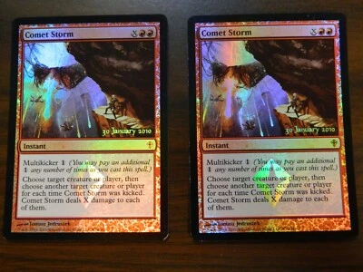 MTG Worldwake Pre-Release Comet Storm x2 Red Mythic Rare UNPLAYED Near Mint - Image 1 of 2