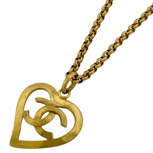 Collana CHANEL Cuore Tono Oro Logo CC Ciondolo 95P