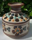 Beautiful Art Studio Pottery Dot Slip Glazed Pierced Earthenware Pot Stem Vase