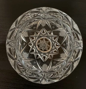 Vintage Small Cut Crystal Star Burst Design Ashtray- Heavy 5x5” 1.24lbs - Picture 1 of 7