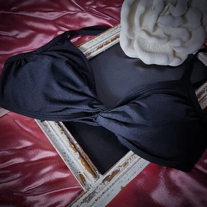 Black Halter Bikini Twist Top - Picture 1 of 11