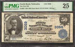 1902 $50 FIRST NATIONAL BANKNOTE CURRENCY NORTH BEND NEBRASKA PMG 25 VF (488) - Picture 1 of 2