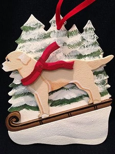 Yellow Lab/Labrador Retriever Dog Wooden Ornament Made in USA New - Picture 1 of 3