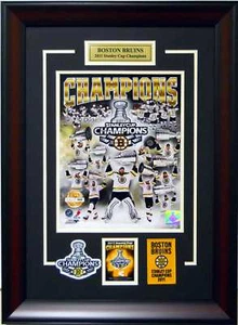 Boston Bruins 2011 Stanley Cup parches oficiales foto enmarcada de lujo - Imagen 1 de 1