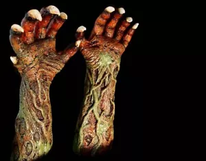 NEU Lord Grimley Vogelscheuche Kürbis Handschuhe Dekorationen Haunter Hände Cosplay LARP - Bild 1 von 2
