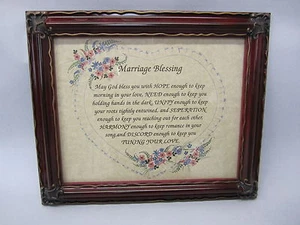 framed Heart Marriage Blessing Burgundy Color - Picture 1 of 5