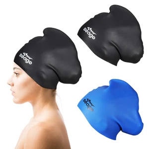 2Pcs Swim Cap Long Hair Silicone Waterproof Comfortable Durable Large Women Girl - Picture 1 of 6