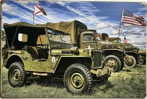 ARMY JEEP Garage Rustic Look Vintage Tin Signs Man Cave Shed & Bar SIGN - Picture 1 of 2