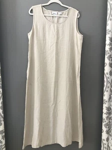 THE VERMONT COUNTRY STORE womens L DRESS linen blend Oatmeal Minimalist - Picture 1 of 9