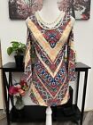 Coco Bianco Women?S Top Blouse Geometric 3/4 Cold Shoulder Sleeves Size M