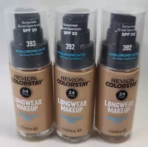 Lot of 3 Revlon Colorstay Makeup Liquid Foundation Normal Dry Skin 392 Sun Beige - Picture 1 of 5