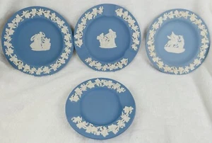 VTG Wedgwood Blue Jasperware Plate Set Of 4 4.5” Cupid Pegasus Muses England - Picture 1 of 24