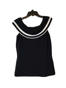 ST. John Sport Flutter Collar Sweater Vest Size P Black/White - Picture 1 of 8