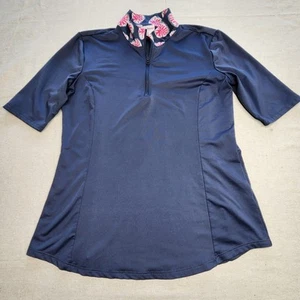 Tommy Bahama Golf kurzärmliges Damen-Poloshirt mit 1/4-Reißverschluss marineblau Small - Bild 1 von 7