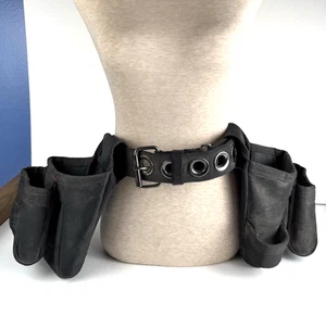 Husky Black Canvas Utility Tool Belt Fabric Contractor's Rig Pockets Adjustable - Picture 1 of 12