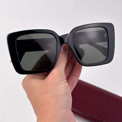 Gucci Women Sunglasses Black Green Red Grey Square GG1861S 001 NEW AUTHENTIC - Image 1 of 4