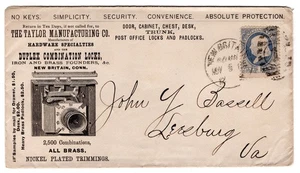 1885 New Britain CT Taylor Mfg. Locks, Iron & Brass Founders VERY Fine - Picture 1 of 2