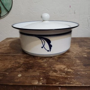 Dansk Flora Bayberry Covered Serving Bowl/Casserole 9 5/8” Blue White Japan - Picture 1 of 12