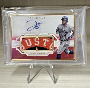 1/1!! 2020 George Springer Topps Definitive Red Framed Autograph Patch Astros - Picture 1 of 2