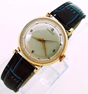 1949 Hamilton "FLEETWOOD" Modell 14k Gold ausgefallene Bandanstöße Herren Armbanduhr, toller Läufer - Bild 1 von 12