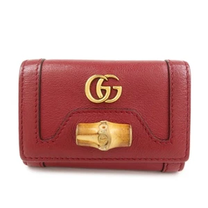 GUCCI GG Marmont Bamboo Leather 6 Key Rings Key Case Red 658636 Auth Used F/S - Picture 1 of 22
