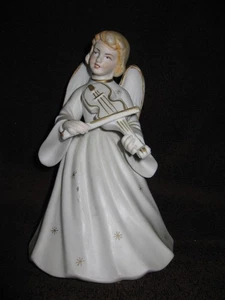 ANGEL VINTAGE PORCELAIN REVOLVING MUSIC BOX FIGURINE,  SILENT NIGHT, JAPAN - Picture 1 of 9