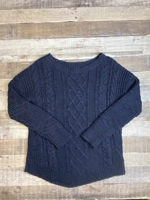Suéter Banana Republic Para Mujer XL Azul Marino Tejido con Cable Pescador Grueso Lana Foto 1 de 4