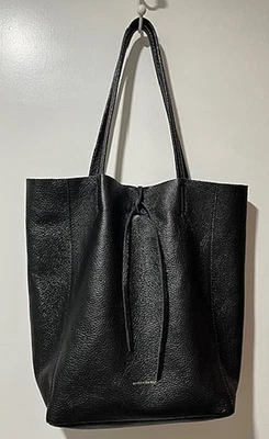 Maison Fanli Large Black Leather Tote Bag~Italy - Image 1 of 4