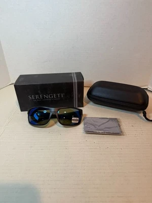 Serengeti Bergamo 8809 Sunglasses Matte Striped Gray Polarized 555nm Blue Lens - Image 1 of 4