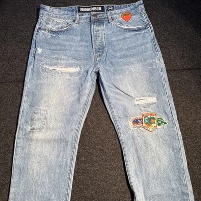 Pantalones de mezclilla BILLIONAIRE BOYS CLUB parche corazón 36 pierna recta espacio Foto 1 de 4