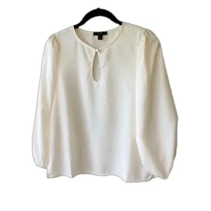 Neu mit Etikett J. Rundhalsausschnitt Krepp Satin Puffärmel Schlüsselloch Ausschnitt Top Bluse BL711 PXS Elfenbein - Bild 1 von 12