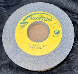 2 NEW OLD STOCK  NORTON GRINDING WHEELS 5” 53A80 H8VG 985516 Arbor Bore - Picture 1 of 3