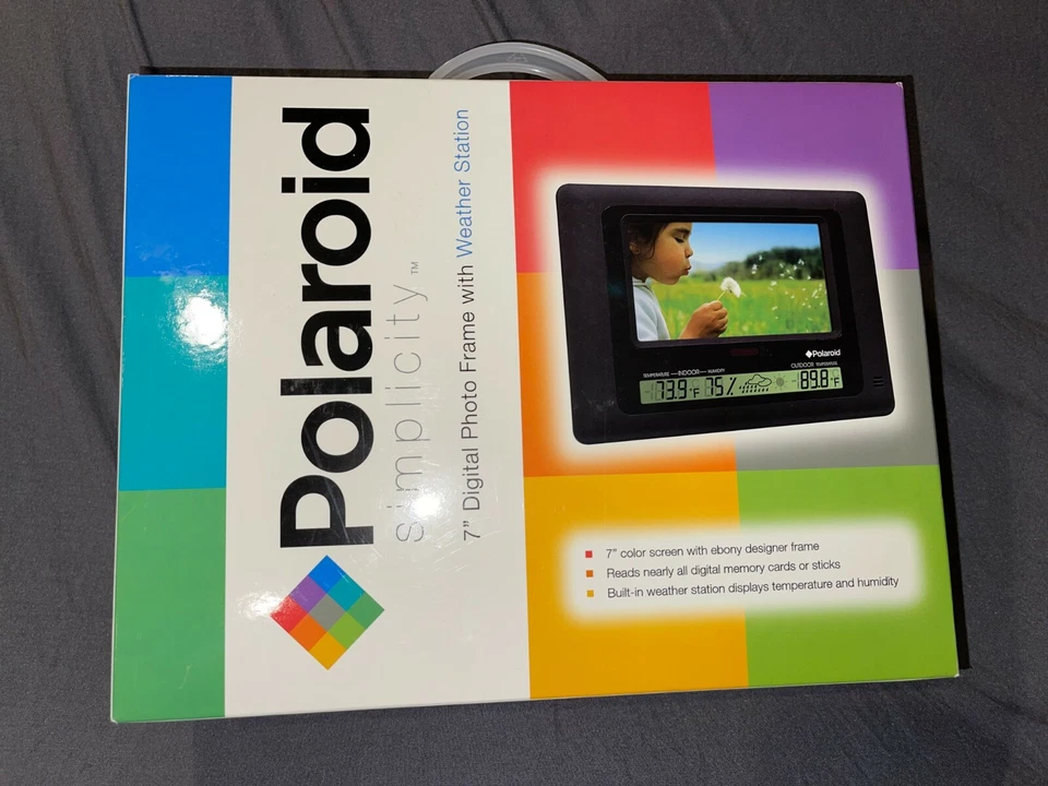 SEALED NEW Polaroid Simplicity 7" Digital Photo Frame Weather Station XSA-00770S - Image 1 of 4