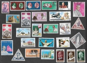 POPES ON STAMPS 25 ALL DIFFERENT  COLLECTION RELIGION  10/5/25 (B) - Picture 1 of 1