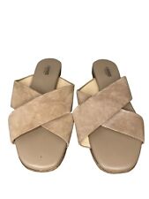 L'AGENCE Camila Cappuccino Suede Slip On Sandals sz 7
